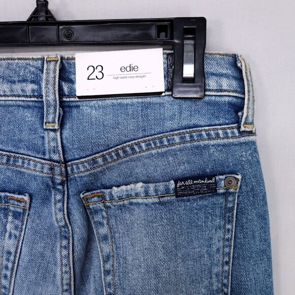 7 for All Mankind Edie Jeans Size 23 High Waist Crop Straight Leg Button Fly - Picture 10 of 16